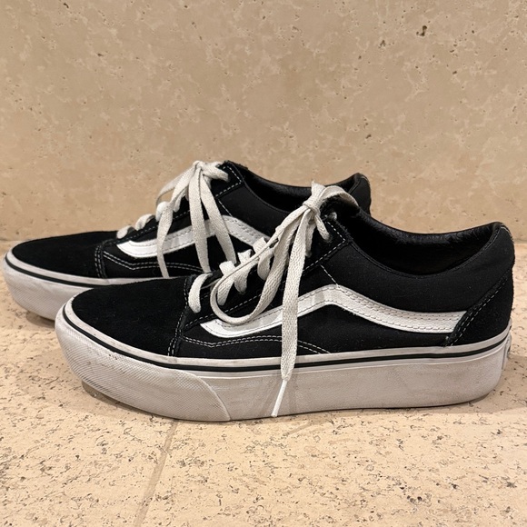 Vans Black and White Platform Sneakers - Picture 4 of 9